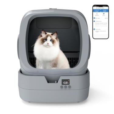Imagem de Caixa de areia automática para gatos autolimpante - Controle de aplicativo - Monitoramento de peso - Caixa de areia ultra silenciosa, média para gatos e gatinhos, segura anti-beliscar 【Montagem
