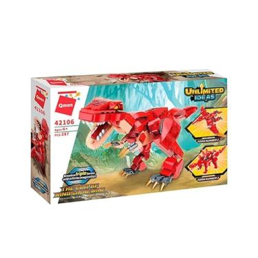 Imagem de Keepplay Bloco de Montar Combo Unlimited Ideas Dinossauros 3 em 1 Vermelho