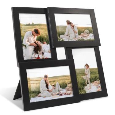 Imagem de Conjunto de 1 porta-retratos de colagem YESKAY para fotos 4x6 em preto