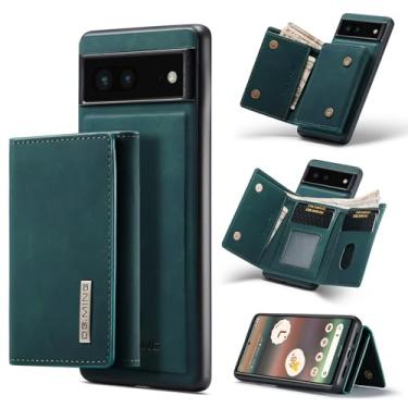 Imagem de Capa carteira de couro magnética destacável 2 em 1 para Google Pixel 6a, com 7 compartimentos para cartão + compartimento para dinheiro, recurso de suporte, TPU à prova de choque e capa de telefone de