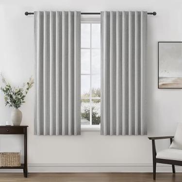 Imagem de Cortinas cinza para escurecimento de ambientes 182 cm de comprimento, 2 painéis, cortina de linho com isolamento pesado, cortinas neutras modernas para quarto/cabine/cozinha (L 127 cm x C 192 cm) 1,8