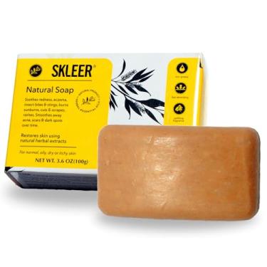 Imagem de Sabonete facial de açafrão e sabonete corporal 1 pacote | Sabonete totalmente natural com óleos essenciais e extrato proprietário | Barra de sabão de limpeza facial para tom de pele uniforme