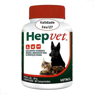 Imagem de Hepvet 30 Comprimidos Vetnil Suplemento Vitamínico Para Cães E Gatos