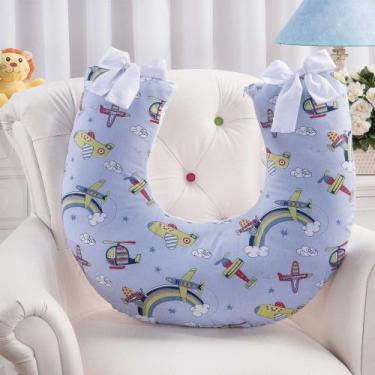 Imagem de Almofada para amamentação bebê - menino aviãozinhos azul - MEDINA CONF
