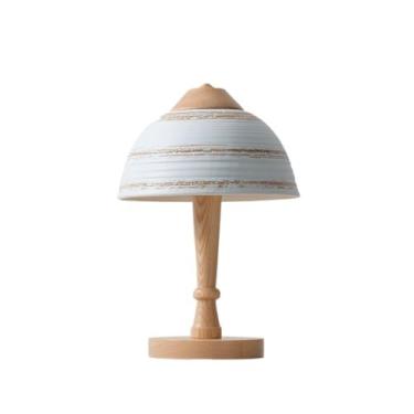 Imagem de Abajur de cabeceira Luminária de mesa cerâmica, madeira, retrô, sala estar, quarto, chá, decoração hotel(Natural)