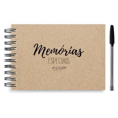 Imagem de Kit Álbum Scrapbook A5, 21x15cm, com Caneta Gel Preta e Adesivos, Capa Personalizada (Memorias Especiais)