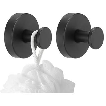 Imagem de Gancho de grinalda de flores com ventosa, gancho removível para chuveiro interno, gancho de toalha de metal para banheiro, suporte de grinalda de flores à prova d'água, suporte reutilizável (preto, 2