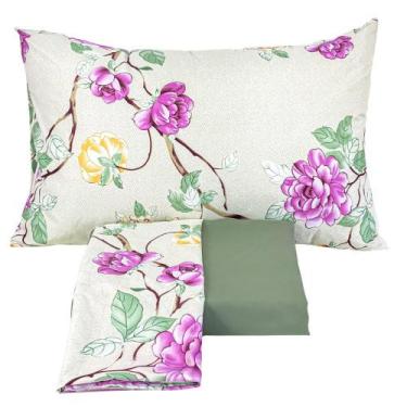 Imagem de Jogo de Lençol Queen 3 Peças Micro Percal 400 Fios Toque de Pêssego - 