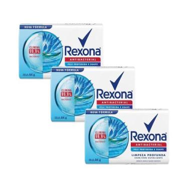 Imagem de Kit com 3 Sabonetes em Barra Antibacterial Limpeza Profunda Rexona Car