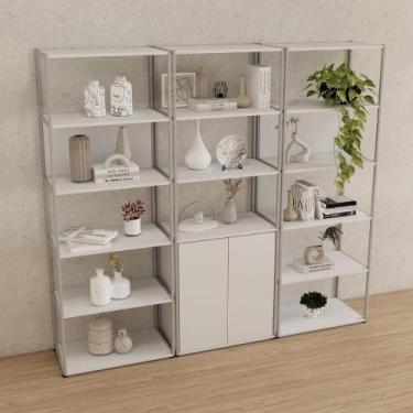 Imagem de Estante Industrial 3 Torres Portas Prateleiras Metal Madeira - F5 Offi