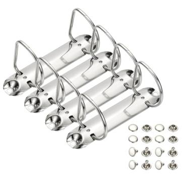 Imagem de PATIKIL B7 Mecanismos de fichário de 2 furos, conjunto de 4 anéis D de 2,5 cm, agendador de fichário de substituição de folhas soltas para organizadores, acessórios de pasta de armazenamento de papel