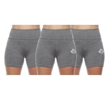 Imagem de Kit 3 shorts feminino curto meia coxa cos alto basica lisa uniforme pr