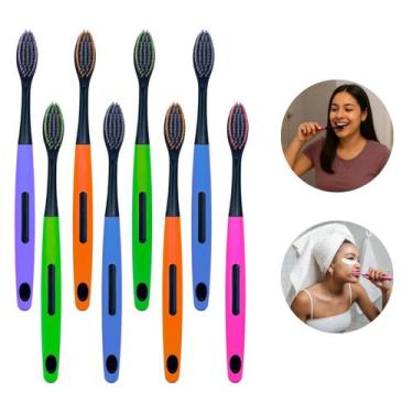 Imagem de Kit 8 Unidades Escovas De Dente Macia Com Limpador De Bochechas E Ling