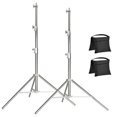 Imagem de EACHSHOT Kit De Suporte De Luz Com 2 Unidades, Aço Inoxidável Resistente De 2,8 M Com Adaptador De 1/4" A 3/8" Para Sl60W Vl150W Sl150W Ad600Bm Ms300, Softbox De Estúdio, Monolight E Outros Equipame
