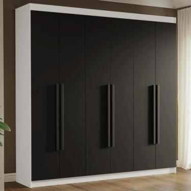 Imagem de Guarda-Roupa Casal 6 Portas Batentes Branco/Preto/Preto Venus Madesa, 