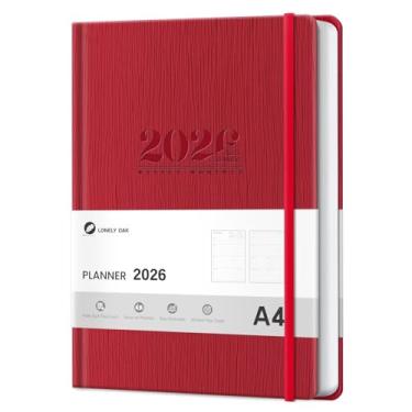 Imagem de Agenda Lonely 2026 semanal e mensal A4 PU encadernação (vermelho)