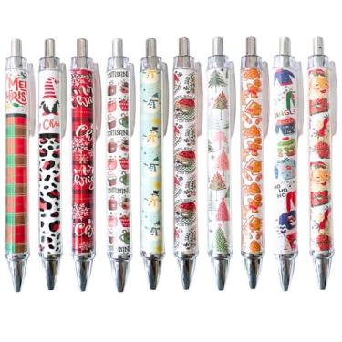 Imagem de 10 canetas de Natal, divertidas, fofas, boneco de neve, duende, duende, bengala, bala, inverno, férias, decoração de escritório, artigos de papelaria, lembrancinhas de festa com tema de Natal