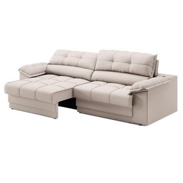 Imagem de Sofá Reclinável Mimo 2,30m USB Retrátil Netsofas Cor Areia Velosuede