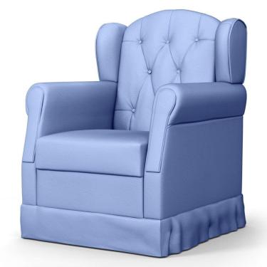 Imagem de Poltrona de Amamentação e Descanso Fixa Lucy P04 Sintético Azul - Mpozenato