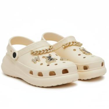 Imagem de Babuche Eva Plataforma Feminina C/Decorativos Sandália (OFF HITHE, BR, Adulto, Faixa Numérico, 37, 38)