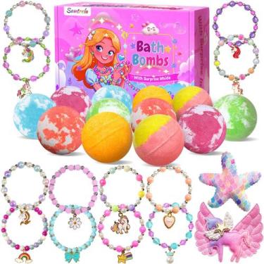 Imagem de Bombas de banho Santrela Unicorn com joias e brinquedos para meninas d