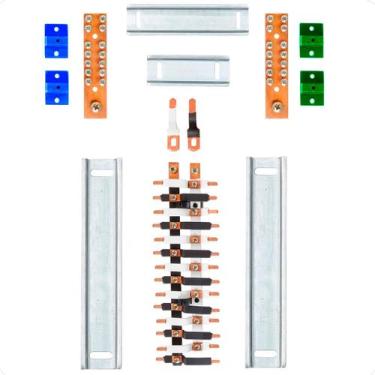 Imagem de Kit Barramento Bifásico Padrão Cemar 100A para 28 Circuitos com Termo 