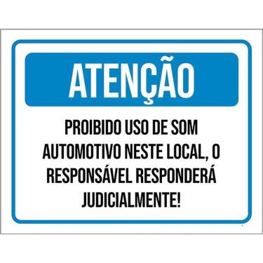 Imagem de Placa Sinalização Atenção Proibido Som Neste Local 36X46