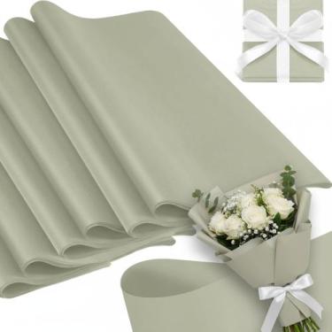 Imagem de Papel de seda Qilery Sage Green 38x50cm 500 folhas sem ácido