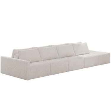 Imagem de Sofá Ilha Modular Para Sala 432cm com Puff Dublin K01 Bouclê Creme - L