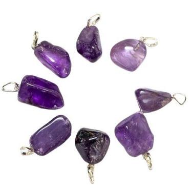 Imagem de Pingente de Ametista Rolada em Prata 950 - 05 Unidades - Atacado - Cri