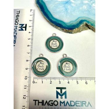 Imagem de Pingente Resinado Meu Santo É Forte - Niquel - 28mm - 01 Unidade - no-