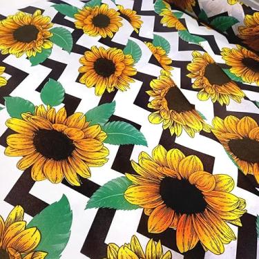 Imagem de TNT Toalha Estampado Floral Chevron com Girassol 5.00m X 1,40m