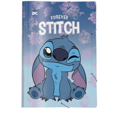 Imagem de Kit de Pastas Aba Elásticas, Dac, Plástica, Stitch, Sem Lombo, Pacote com 10