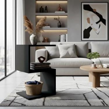 Imagem de Mesa "S" Lateral de Apoio Cabeceira ou Criado Mudo - Preto Laca