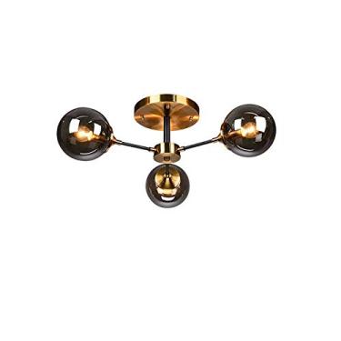 Imagem de Lustre Art Sputnik, Luminária de teto molecular com abajur de vidro globo, Luzes de teto, Luminária de teto de barra, Lustre doméstico, Marrom, 6 luzes (Cinza, 3 luzes)