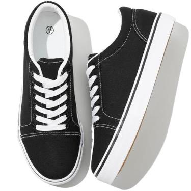 Imagem de Sapatos de lona, tênis brancos Shupua para mulheres, pretos, US10