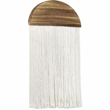 Imagem de Sopicoz Porta-chaves de macramê decorativo com ganchos, organizador de chaves montado na parede, ganchos de exibição rústica, ganchos de armazenamento de entrada, rack de armazenamento boho para