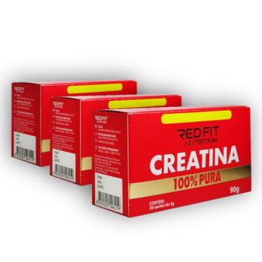 Imagem de Kit Creatina Monohidratada Sachê 90g - 100% Pura Importada - Red Fit Nutrition (Trio)