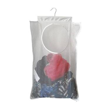 Imagem de Cesto de roupa suja de malha suspenso FAJYAZ grande 30x20x5cm branco