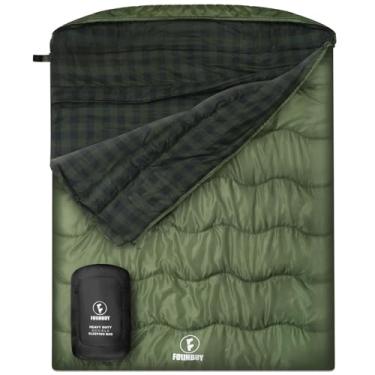 Imagem de FORINBUY Saco de dormir duplo de flanela de 0 graus para adultos, casais ou família – Saco de dormir de inverno Queen Size impermeável e quente para 2 pessoas para acampamento em clima frio, viagens