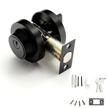 Imagem de Evionlin 1 pacote com novo conjunto de fechadura de porta de fechadura, fechadura de porta de nível de parafuso morto de entrada de segurança para portas externas da frente, preto
