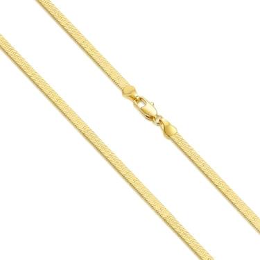 Imagem de KROMPG Colares de ouro de 3,5 mm, corrente de ouro 14K, corrente feminina, masculina, colar de ouro 14 K, para mulheres, colar de espinha de peixe não manchado, colar de corrente de cobra 40 cm, 40