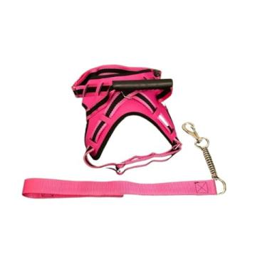 Imagem de Coleira peitoral para cachorro reforçada com nome na guia cachorro de pequeno mdio e grande porte para passeios com mola(ROSA,G)