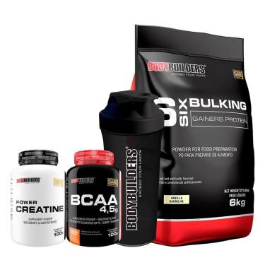 Imagem de KIT Hipercalórico Bulking Protein 6kg + Creatina 100g + BCAA 100g + Coqueteleira - Bodybuilders-Unissex