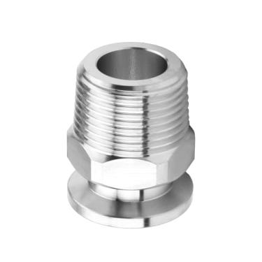 Imagem de 1 peça 3/4PT rosca macho sextavada flange adaptador, encaixe sanitário KF16-3/4 braçadeira tripla aço inoxidável mangueira de tubulação redonda sem costura