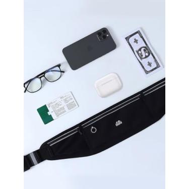 Imagem de Cinto de corrida para mulheres e homens, bolsa de cintura fina, suporte para celular, cinto de corrida para guardar suas chaves, Preto, Moderno