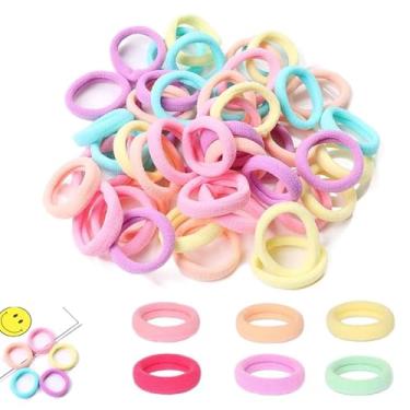 Imagem de 200 faixas de cabelo, balanços de cabelo, faixas de cabelo de cor doce, movimentos multicoloridos, elásticos sem costura, elásticos coloridos de algodão, faixas de cabelo elásticas e macias