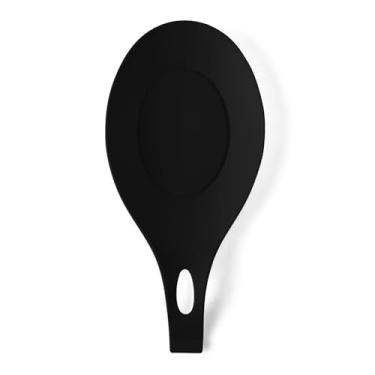 Imagem de Colheres de silicone para cozinhar, suporte de colher de cozinha, suporte de colher de cozinha resistente ao calor, preto