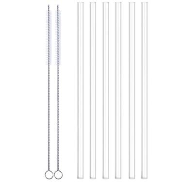 Imagem de Pacote com 6 canudos de substituição de 30,5 cm para copo Stanley 1,134 g 850 g, canudos reutilizáveis extra longos com 2 escovas de limpeza