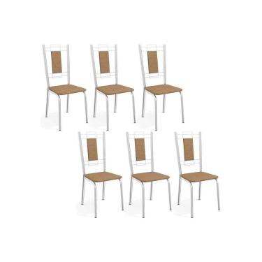 Imagem de Kit 6 Cadeiras De Cozinha Florença 2c005 Aço 6 Uni Cromada-capuccino - Kappesberg